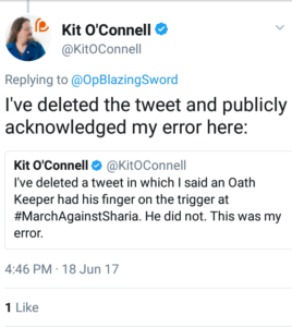 Kit O' Connell says: "I've deleted the tweet and publicly acknowledged my error here..."