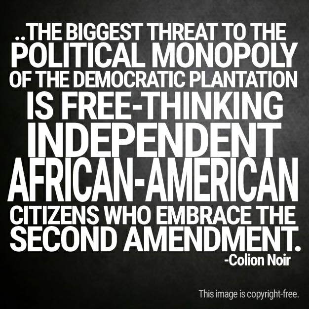 The biggest threat to the political monopoly of the Democratic Plantation is free-thinking indepdendent African-American citizens who embrace the Second Amendment. - Colion Noir