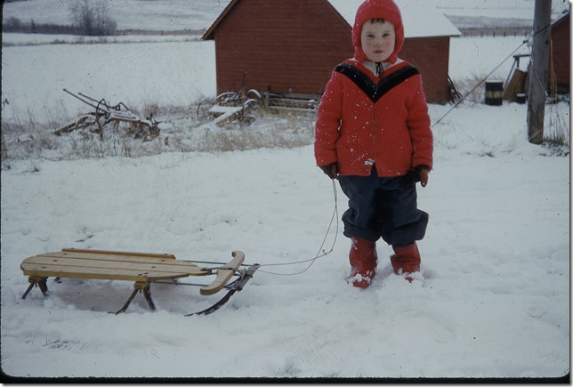 Joe with sled winter 1958 - 1959 (3)